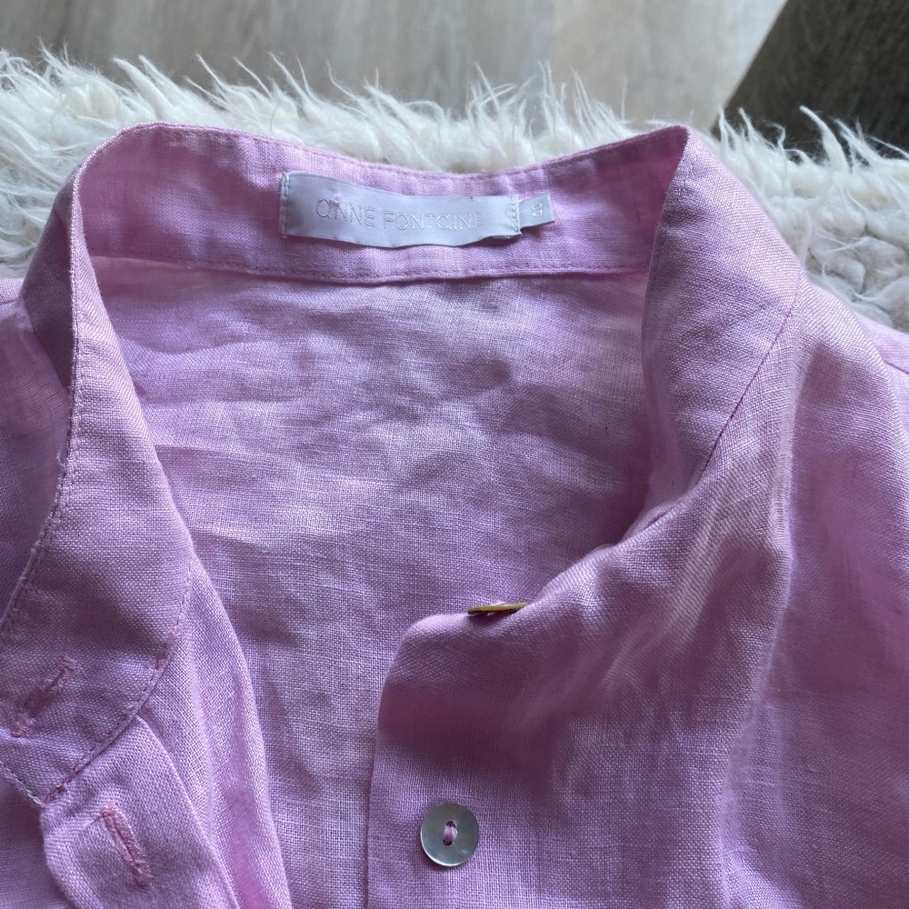 Anne Fontaine baby pink button down linen dress.40FR/US 8. Very pretty